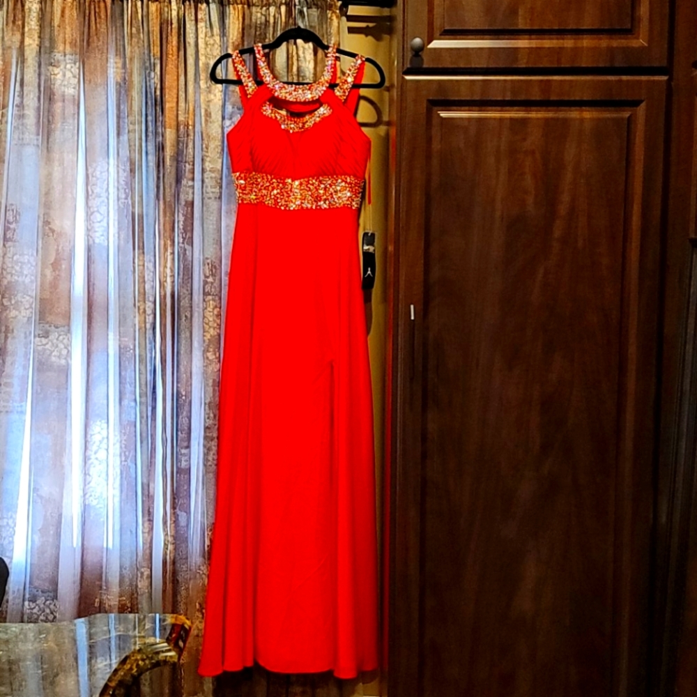 Red sequin dress